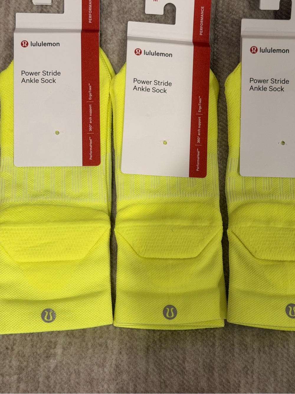 Bundle of 3 Lululemon Power Stride Ankle Sock - Highlight Yellow